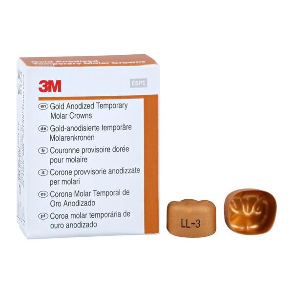 3M Solventum 940333 Unitek Crowns Gold Anodized 1st Molar #3 Lower Left 5/Bx 3M Solventum 940333 Unitek Crowns Gold Anodized 1st Molar #3 Lower Left 5/Bx